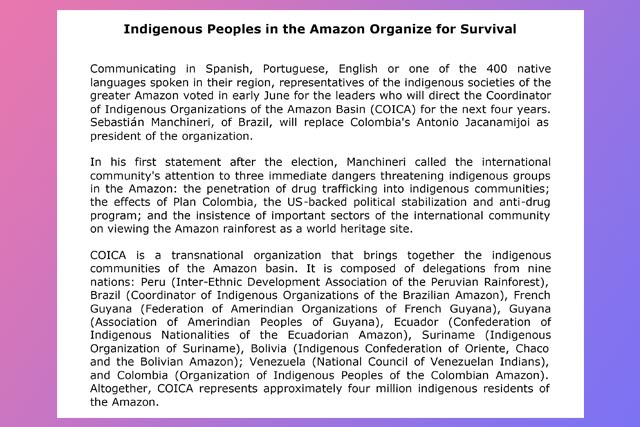 Indigenous Peoples in the Amazon Organize for Survival