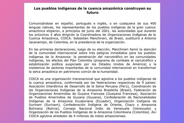 Los pueblos indígenas de la cuenca amazónica construyen su  futuro